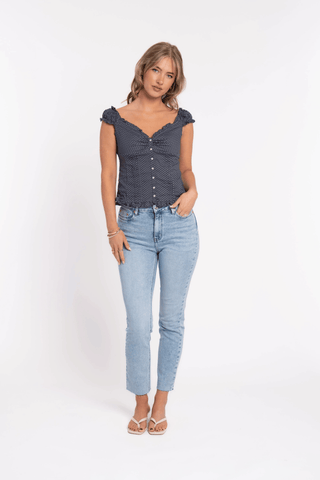 MILA - Jean mom fit bleu