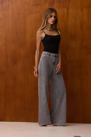 AUBREE - Jean léopard gris