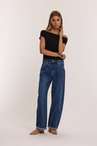 BRIA - Jean barrel bleu