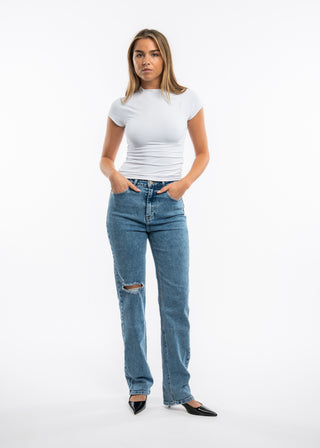 SIENNA - Jean denim bleu genoux déchiré