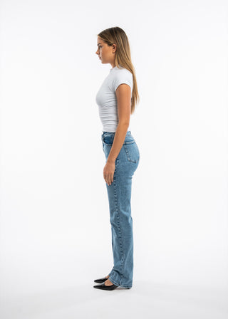 SIENNA - Ripped knee blue denim jeans