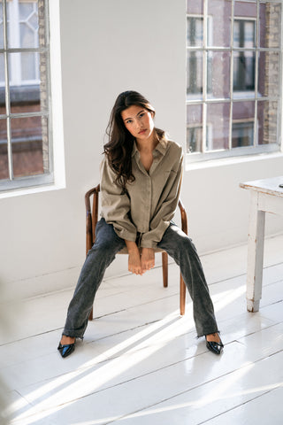 LAUREN - Grey extra long jeans
