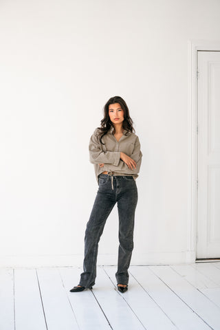 LAUREN - Jean gris extra long