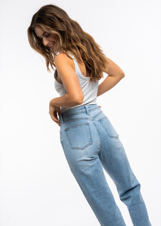 AURA - Jean wide leg stretch bord franc