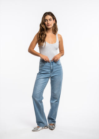 AURA - Jean wide leg stretch bord franc