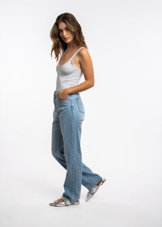 AURA - Jean wide leg stretch bord franc