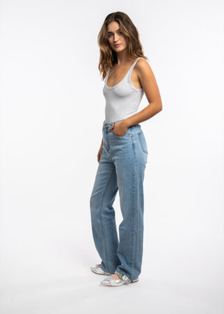 AURA - Jean wide leg stretch bord franc