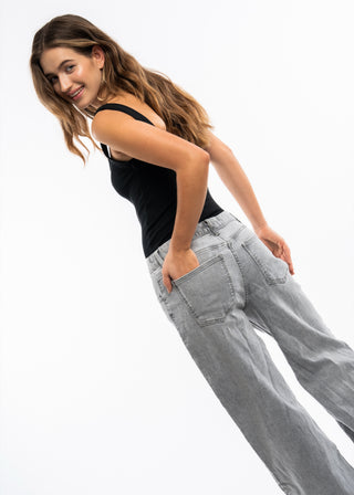 ANYA - Mid-rise wide leg stretch jeans