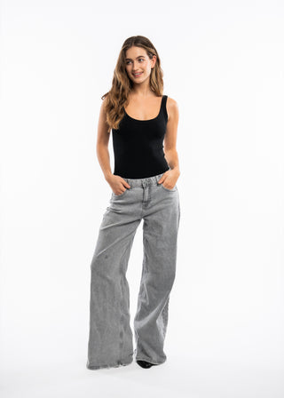 ANYA - Mid-rise wide leg stretch jeans