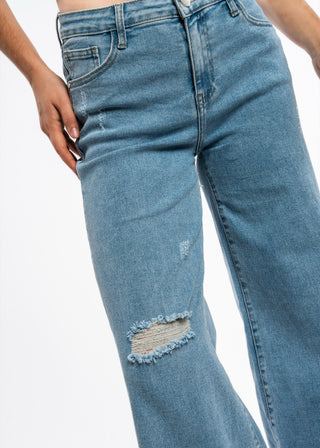 AMIRA - Jean wide fit déchiré genoux