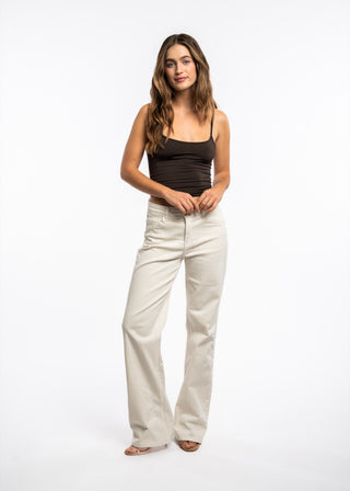 AERIA - Ecru stretch wide-leg jeans