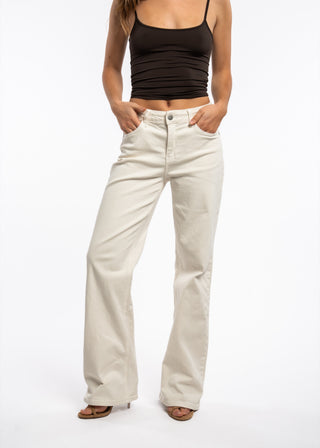 AERIA - Jean wide leg écru stretch