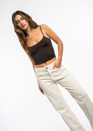 AERIA - Jean wide leg écru stretch