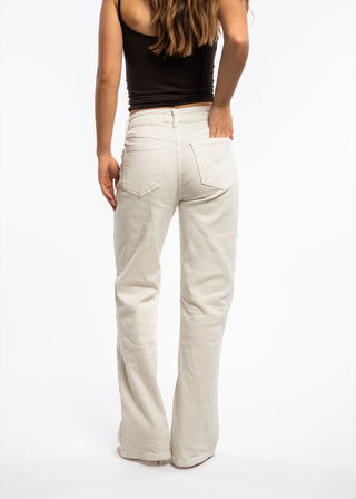 AERIA - Jean wide leg écru stretch