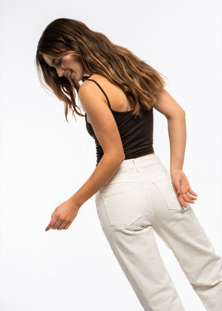 AERIA - Jean wide leg écru stretch