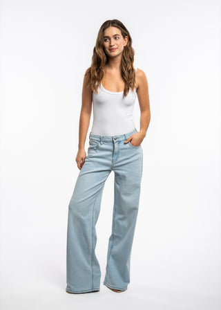 AMANY - Mid-rise stretch oversized jeans
