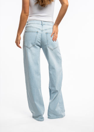 AMANY - Jean oversize stretch taille mi-haute