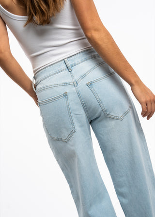 AMANY - Jean oversize stretch taille mi-haute