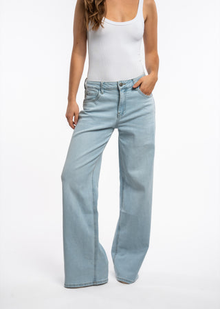 AMANY - Jean oversize stretch taille mi-haute