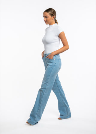 LOUISE - Extra long wide-leg jeans with a mid-rise waist, blue