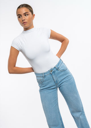 LOUISE - Extra long wide-leg jeans with a mid-rise waist, blue