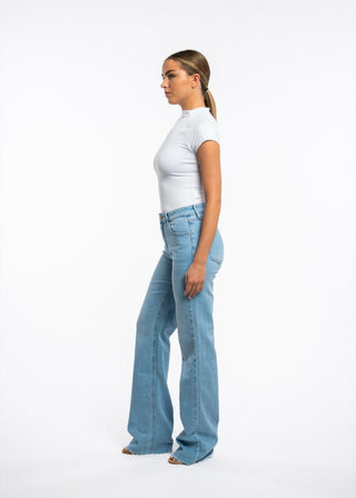 LOUISE - Extra long wide-leg jeans with a mid-rise waist, blue