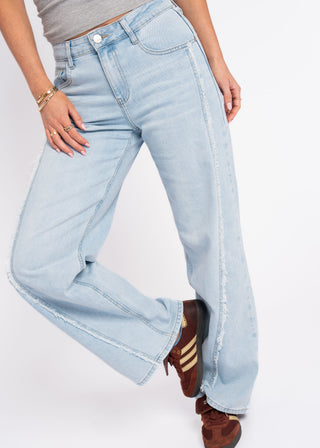 SWEENY - Jean bleu frange latérale