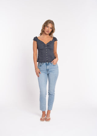 MILA - Jean mom fit bleu