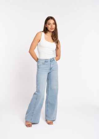 ANGEL - Jean wide leg détails coutures décalées