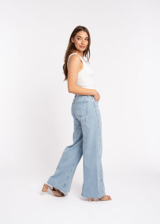 ANGEL - Jean wide leg détails coutures décalées