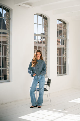 SALOME - Blue denim straight jeans
