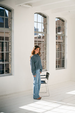 SALOME - Blue denim straight jeans
