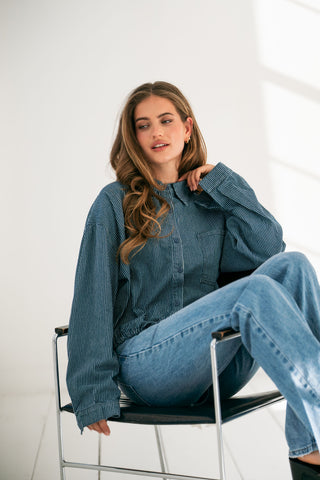 SALOME - Blue denim straight jeans