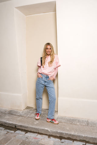DELPHINE - Silver heart mom jeans