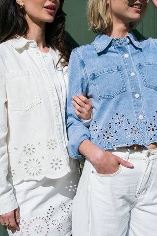VICTOIRE - Eyelet embroidered flower shirt