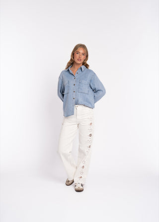 TALES - Chemise denim bleu poches haut