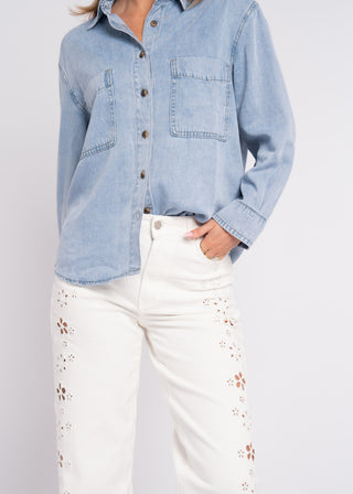 TALES - Chemise denim bleu poches haut