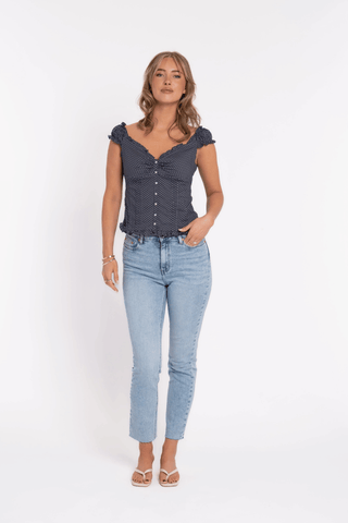 MILA - Jean mom fit bleu