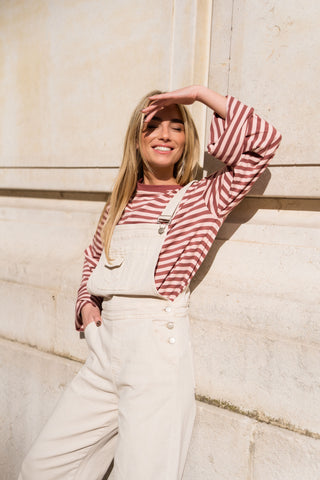 CLARA - Ecru dungarees