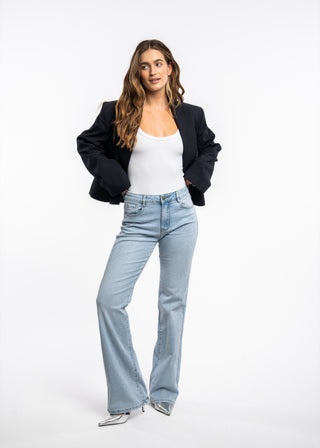 FRANCE - Mid-rise stretch flared jeans