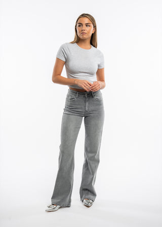 FIONA - Gray stretch flare jeans