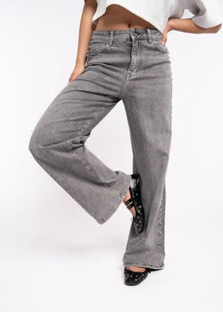 DAISY - Studded wide-leg jeans