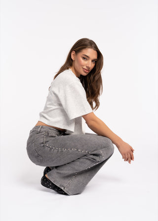 DAISY - Studded wide-leg jeans