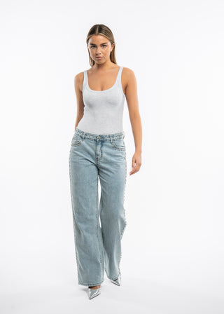 DORA - Straight jeans with studs front and back