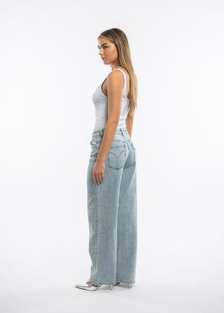 DORA - Straight jeans with studs front and back