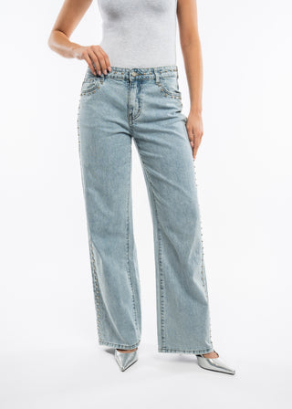 DORA - Straight jeans with studs front and back