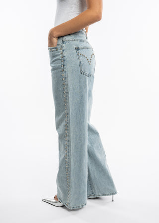 DORA - Straight jeans with studs front and back