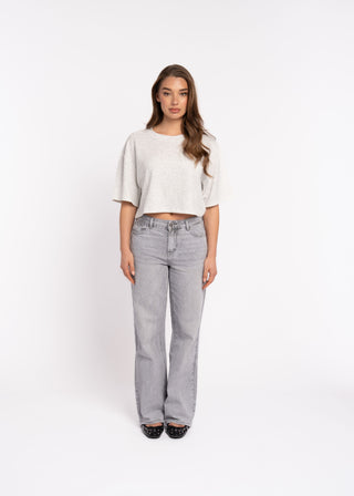 SICILY - Grey denim straight jeans