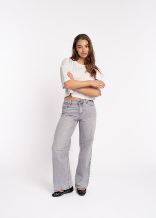 SICILY - Grey denim straight jeans