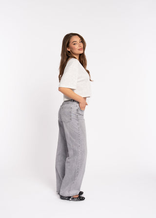 SICILY - Grey denim straight jeans